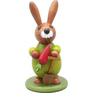 Holz- und Drechslerwaren Legler Osterhase Osterdekoration Osterhase mit Möhre bunt Höhe 9cm NEU grün