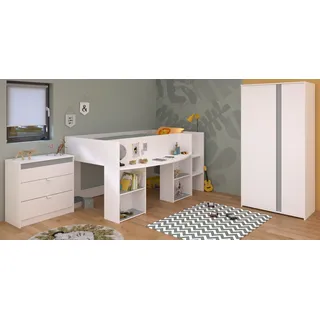 Kinderzimmer Möbel Set 3-tl Hochbett Kleiderschrank Kommode Lattenrost Pirouette