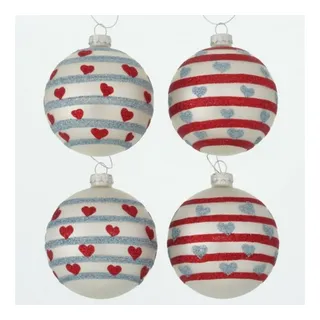 BOLTZE GRUPPE GmbH Weihnachtsbaumkugel Weihnachtskugel Ilva Glas lackiert rot silber Ø 8 cm 4er Set