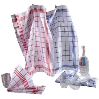 Kracht Geschirrtuch 2er-Pack Waffelpiqué weiß-blau Größe 50x70 cm