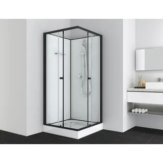 SANOTECHNIK UNI Komplettdusche mit Schiebetür 90 x 203 cm schwarz transparent