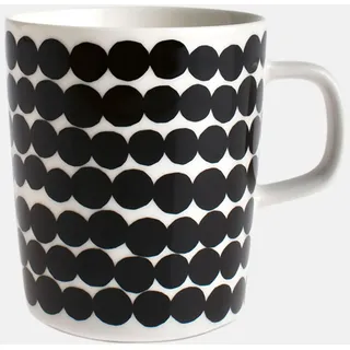Marimekko - Oiva/Siirtolapuutarha - Tasse - Weiß/Schwarz - Ø8xH9,5cm - 2,5 dl