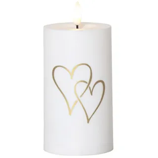 Star Trading LED-Kerze Flamme Heart 14 cm weiß