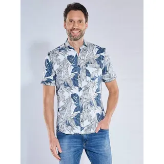 engbers Herren Gemustertes Kurzarmhemd mit Brusttasche Blau regular Haifisch - L