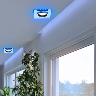 4er Set Einbau Strahler Deko LED Decken Lampen Wohn Zimmer Flur Beleuchtung blau Glas Spots klar