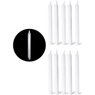Novaliv, LED Kerzen, 10x Stabkerze LED bewegliche Flamme Wachs - Echtwachs Weiss - Indoor - 20cm Höhe für 2,2cm (10x)