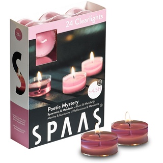 24 SPAAS© Duftkerzen in Geschenkverpackung 4,5 h Brenndauer Clearlights Duft Teelicht Duftlicht Kerzen (Poetic Mystery (Grüne Minze/Mandarin))