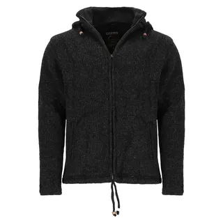 Lizzard Sports Herren Wolljacke mit abnehmbarer Kapuze - Sweatjacke Kapuzenjacke aus Wolle in Anthrazit Größe XXL - Schwarz - XXL