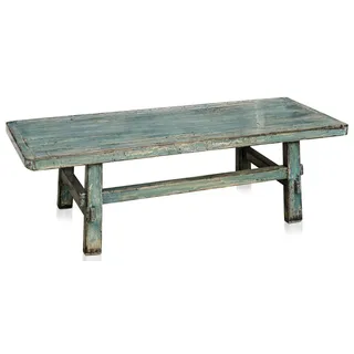 Casa Padrino Landhausstil Couchtisch aus Kiefernholz im Antik Stil Blau 140 x 54 x H. 43 cm