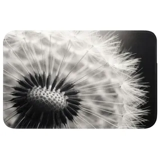 OnlyWow Badematte Pusteblume - Schwarz - Weiß, Höhe 10 mm, Polyester, Rechteckig, Badezimmerteppich, Badteppich, Rutschfest, Duschvorleger, Duschmatte schwarz Rechteckig | 80 cm x 50 cm x 10 mm