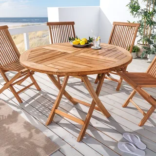 Massiver Gartentisch EMPIRE TEAK - 100cm - natur Teakholz - klappbar Balkontisch