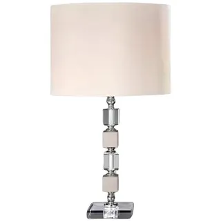Xlmoebel Nachttischlampe Beige Tischleuchte mit Kristall-Elementen und elegantem Design, Hergestellt in Europa beige