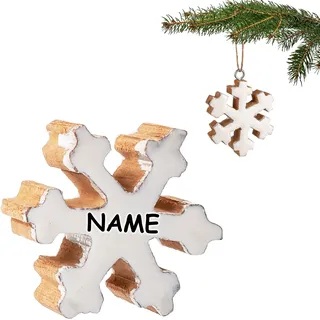 alles-meine.de GmbH Anhänger/Weihnachtsbaumkugel Verschiedene Modelle wählbar 1 Stück Anhänger/Weihnachtsbaumschmuck/Deko Figur Schneeflocke inkl. Name - 6,5 cm -..