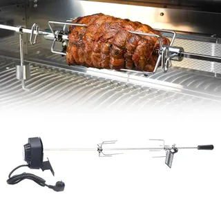 Edelstahl Grillspieß Set, 4W Drehspieß Spirit, 360° Drehbarer Winkel Drehspieß Grill 8kg Belastbarkeit Drehspiess mit Motor für Gasgrill Grillspieße Edelstahl
