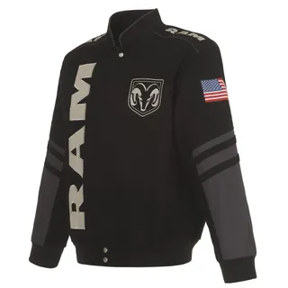JH DESIGN GROUP Herren Dodge RAM Jacke ein bestickter klassischer Twill-Mantel, Schwarz, S - S