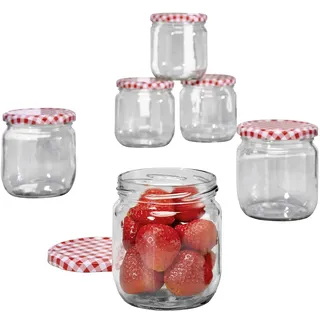 BUVTEC Einweckgläser mit Schraubdeckel 6 Stück, kleine Sturzgläser 425ml, Marmeladengläser, Einmachglas in top Qualität