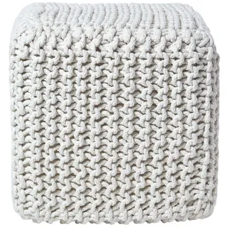 Homescapes Strick-Pouf, Natur, Textil, Uni, Quadratisch, 35x35x35 cm, Wohnzimmer, Hocker, Sitzwürfel