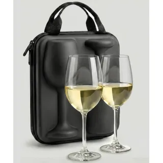 Breezio 2 Weingläser to go mit Schutzcase – Weinglas to go aus gehärtetem Glas | 2 Camping Weingläser mit passgenauem Case | Bruchsichere Weingläser dank passgenauem EVA hartschalen Case