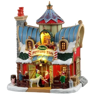 Lemax Santa's Petting Zoo Weihnachtsdorf beleuchtet handbemalt animiert