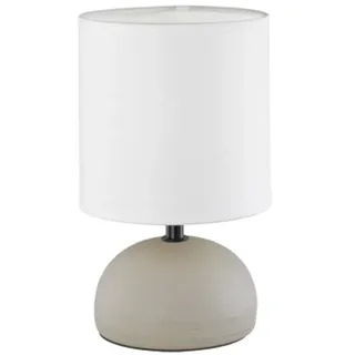 Reality Leuchten Nachttischlampe Keramik-Fuß & Stoffschirm Höhe 23cm, dimmbar, LED wechselbar, Warmweiß, kleine Tischlampe für Fensterbank, Tischleuchte inkl. E14 LED beige