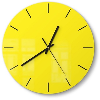 DEQORI Wanduhr 'Unifarben - Gelb' (Glas Glasuhr modern Wand Uhr Design Küchenuhr) gelb 30 cm x 30 cm
