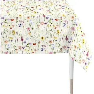 Tischdecke APELT "6815 SPRINGTIME, Frühjahrsdeko, Frühling" Tischdecken Gr. B/L: 150 cm x 250 cm, 1 St., bunt (weiß, bunt) Tischdecken Digitaldruck, mit Frühjahrsblüten, wie auf einer Streublumenwiese