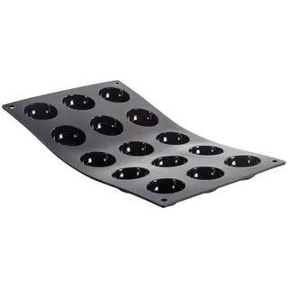 de Buyer - Platte mit 15 Mini-Halbkugeln MOUL FLEX aus Silikon - 17,5 x 30 cm, Durchmesser 4 cm - 1961.02, Schwarz