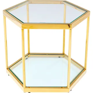 Kare-Design Beistelltisch, Gold, Metall, Glas, sechseckig, eckig, 48x45x55 cm, Wohnzimmer, Wohnzimmertische, Beistelltische