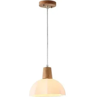 Hängeleuchte Aus Holz Und Glas, Deckenleuchte Aus Weißem Milchglas, Rustikale Pendelleuchte Für Küche, Esszimmerinsel, Flurdekoration (einfache Leuchte, Warmes Licht)