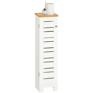 SoBuy Toilettenschrank Mit Toilettenpapierhalter Und 1 Tür Weiß