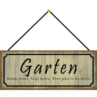 Schatzmix Garten klug lustig Metallschild 27x10cm Wanddeko tin Sign mit Kordel Blechschild, Blech, Mehrfarbig, 27x10 cm