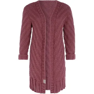 KNIT FACTORY - Sally Strickjacke - Mittellange Damen Strickjacken - Cardigan mit Wolle - Grobstrickjacke - Strickweste für den Herbst und Winter - Hochwertige Qualität - Stone Red - 36/38 - 36-38