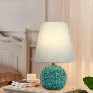 Mengjay Tischlampe Vintage, Nachttischlampe, Tischleuchte, Retro Landhaus, E27 Fassung, Lampenschirm aus Leinen, für Deko Schlafzimmer, Wohnzimmer, Geschenk
