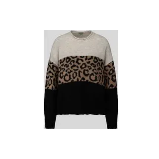 Relaxed Fit Pullover mit Leoparden-Muster Modell 'JADE', Sand, L