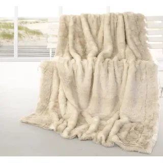 Wohnen & Accessoires Premium Felldecke „Polarwolf“ Fellimitat Tagesdecke Überwurf - kuschelig und gemütlich - 5 Größen - 150x200cm bis 260x300cm XXL (170 x 220 cm)