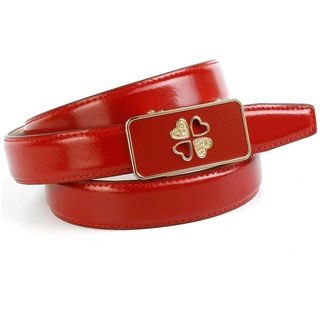 Anthoni Crown Ledergürtel Damengürtel mit filigraner Glas-Schließe rot 75