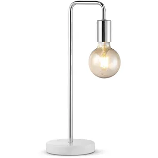 Home Sweet Home Moderner Tischlampe Noble Marble | 20/20/40cm | Gebürsteter Stahl | Nachttischlampe | Marmor und Metall | für E27 Lichtquelle | mit Kabelschalter | geeignet für