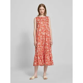Midikleid mit Rundhalsausschnitt, Rot, XS