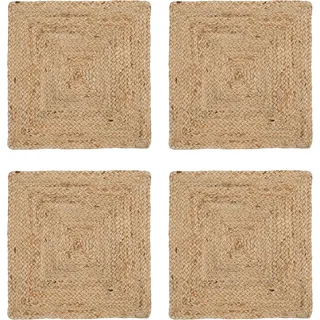 Geflochtene Jute-Platzsets, 30,5 x 30,5 cm, natürlich, Bauernhaus, wendbar, gewebte Boho-Matten für Küche und Esstisch (4 Stück)