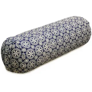 Yogishop Yogakissen Yoga-Bolster rund - vintage - organic cotton, Bequemes Bolster aus Bio-Baumwolle – ideal für Yin Yoga und mehr blau