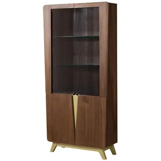 Massivmoebel24 Vitrine BUTTERFLY 100 x 40 x 200 cm Braun