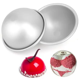 Kuppel-Kuchenform, 12,7 cm, 2 Stück, Fußball-Kuchenform, Halbkugel-Kuchenform, 3D-Fußball-Kuchenform, Aluminium-Kuchendekorationsform, Antihaft-Backwerkzeug