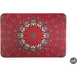 Excelsa Mandala Platzset, Rot, 43 x 29 cm, 6 Einheiten