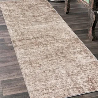 Mazovia Teppich Läufer Flur - Modern Teppichläufer – Kurzflor, Weich - für Vorzimmer Eingangsbereich Schlafzimmer Küche Korridor - Abstrakt Muster - 80 cm Breite - Beige Creme 80 x 200 cm