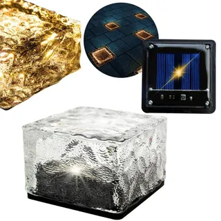 Solar Bodenleuchte LED Gartenleuchte Pflasterstein Einbauleuchte Warmweiß 7x7 cm IP68 - Transparent