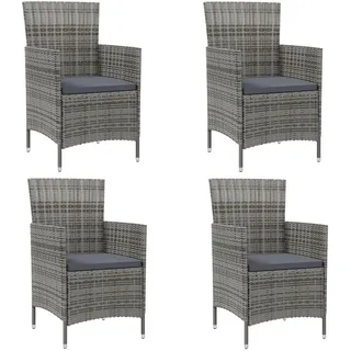 vidaXL Polyrattan Gartenstühle 61 x 60 x 88 cm grau 4 St. inkl. Kissen 316690