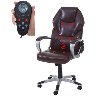 MCW Schreibtischstuhl MCW-A69, 6-Punkt-Massage, Heizfunktion in Rückenlehne, Wippmechanik einstellbar braun