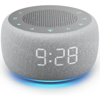 BUFFBEE Wecker mit Soundmaschine und White Noise für sanftes Aufwachen | Naturgeräusche und Schlafgeräusche, dimmbares Nachtlicht, einstellbare Lautstärke, White Noise Maschine für Schlafzimmer