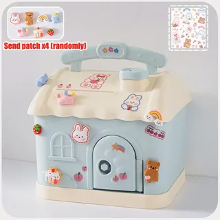 Cartoon-haus-spardose Mit 3d-aufklebern, Diy-aufbewahrungsbox Für Kinder Und Erwachsene, Spardose Für Münzen Und Banknoten, Geschenkidee