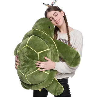 Schildkröte Kuscheltier, Große Plüschschildkröte Plüschtier - Weiches Flauschiges Grünes Kuscheltier (65 cm, Grün)